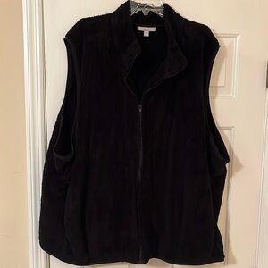 4X black fuzzy vest by Woman within